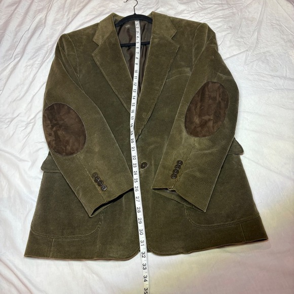 Sutter & Grant Corduroy Blazer Sport Coat Mens 42R Green Suede Elbow Patches - Picture 4 of 10